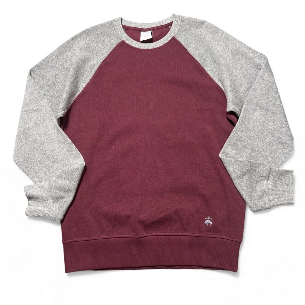 Brooks Brothers Mens Raglan Sleeve Burgundy Gray Crewneck Sweatshirt M Preppy